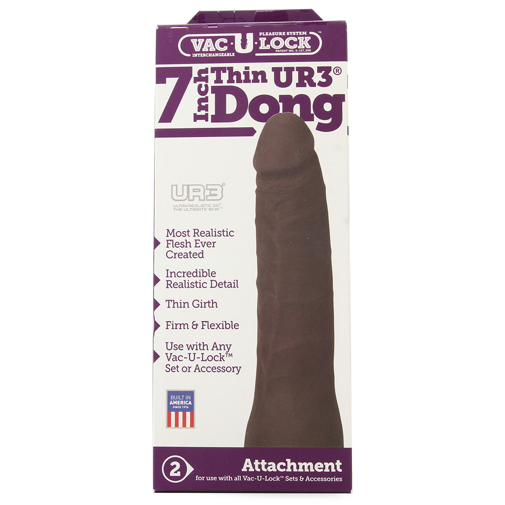 7 Inch Thin UR3 Vac-U-Lock Dildo in Chocolate