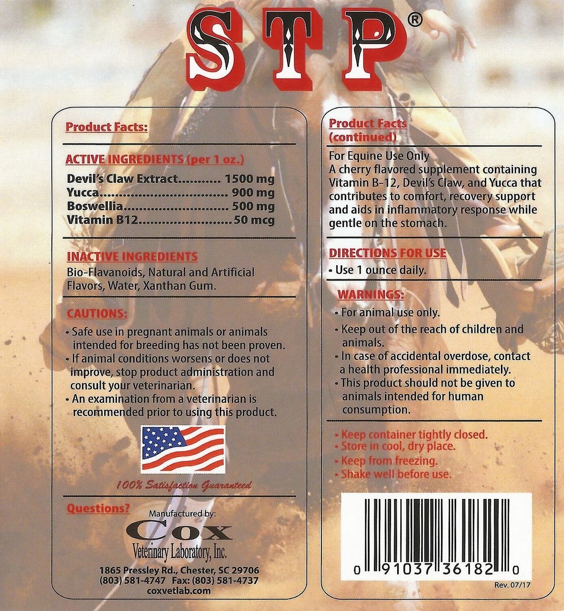 Cox Vet Lab STP Liquid Horse Supplement， 1-gal bottle