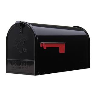 Architectural Mailboxes Elite Black Large Steel Post Mount Mailbox E1600BAM