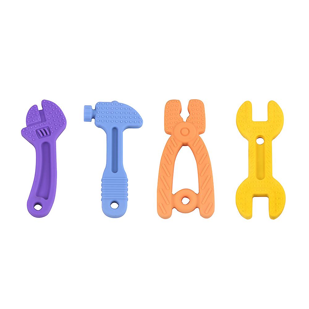 4-pack Baby Molar Teether Hammer Wrench Tool Teether Silicone Teething Toys For Babies 0-6 Months 6-12 Months