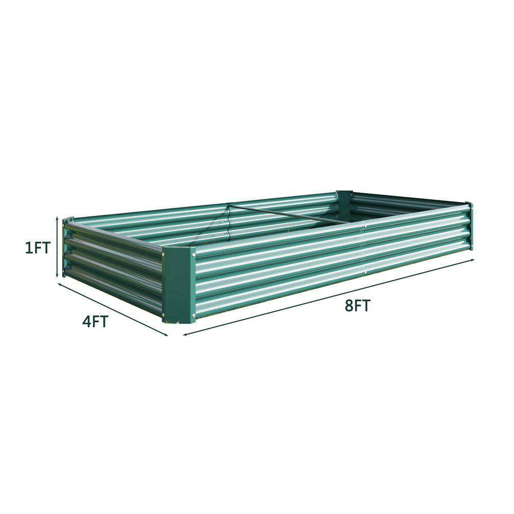 Tidoin 8 ft. W x 4 ft. D x 1 ft. H Green Metal Rectangle Raised Garden Bed Planter Beds for Plants Vegetables and Flowers HomeC-YDW9-910
