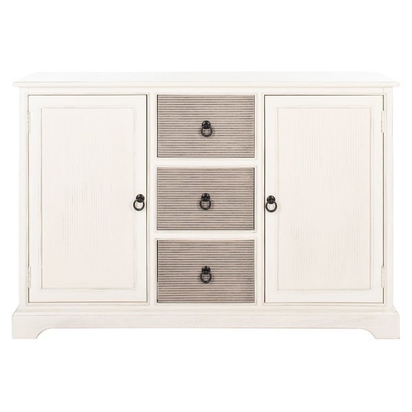 SAFAVIEH Adiland Distressed White 2 Door 3-Drawer Sideboard. - 45