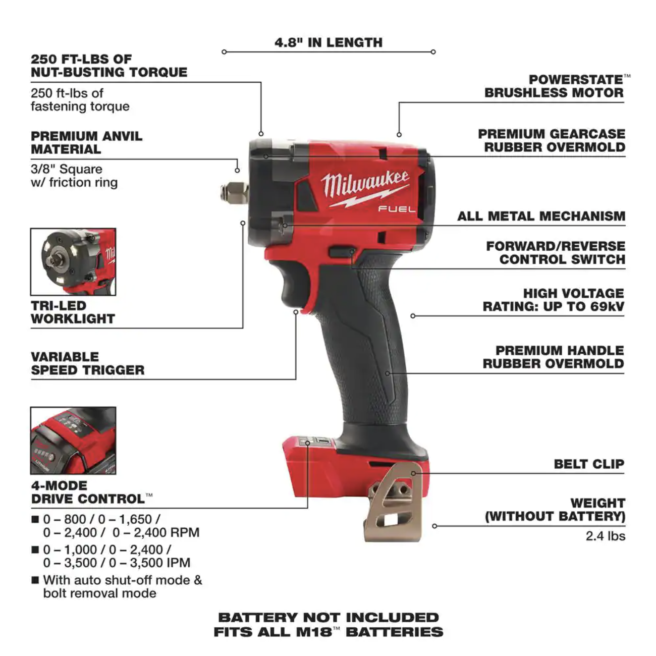 Milwaukee M18 FUEL GEN-3 18V Lithium-Ion Brushless Cordless 3/8 in. Compact Impact Wrench with Impact Socket Set (12-Piece)