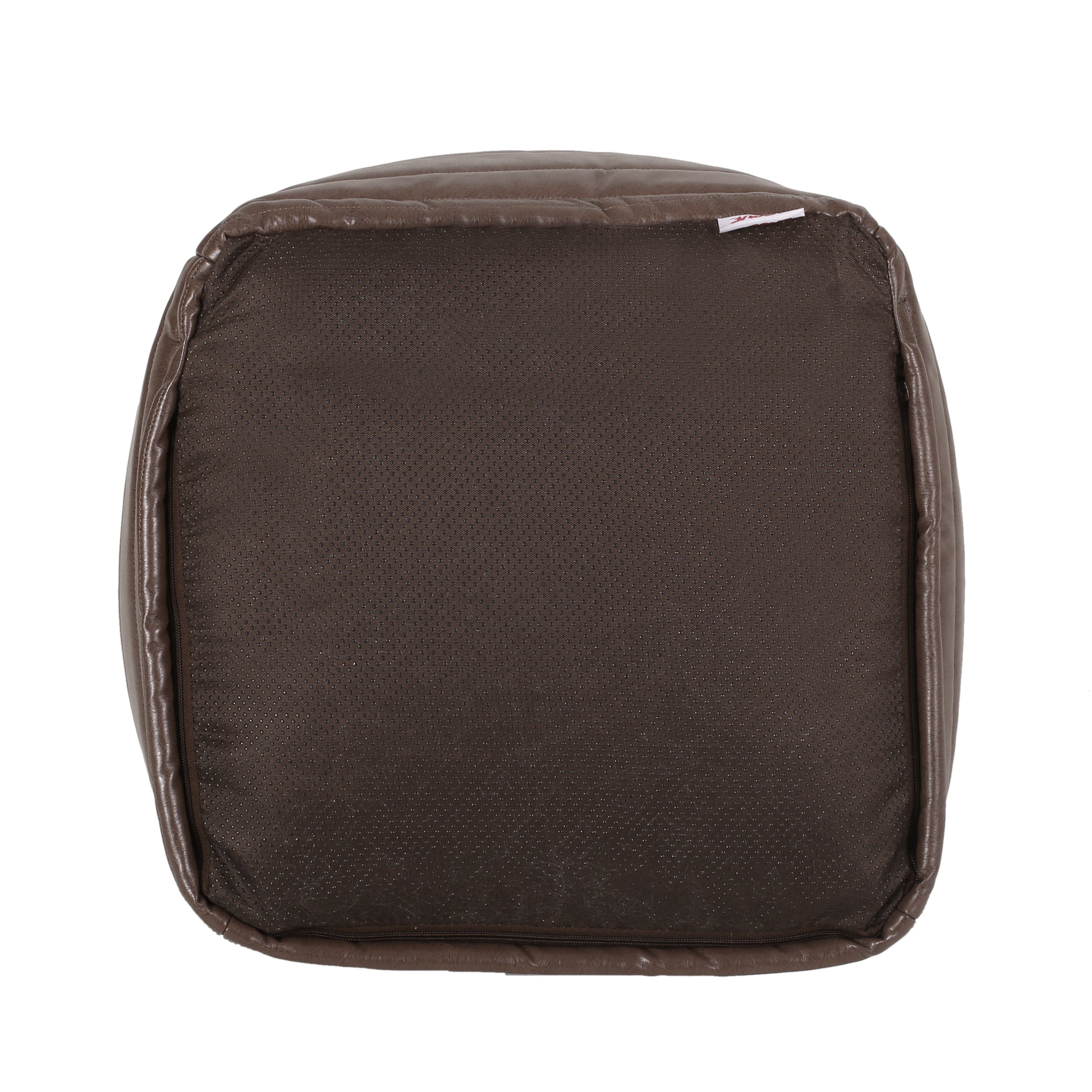 Conrail Contemporary Faux Leather Channel Stitch Pouf