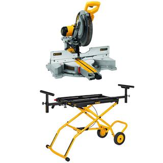 DW 15 Amp Corded 12 in. Double Bevel Sliding Compound Miter Saw and 32-12 in. x 60 in. Rolling Miter Saw Stand DWS779WDWX726