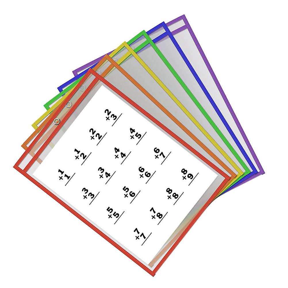 6pcs Sheet Protectors Clear Design Paper Cover Loose Leaf Protector Paper File Protect Bag(random Color)