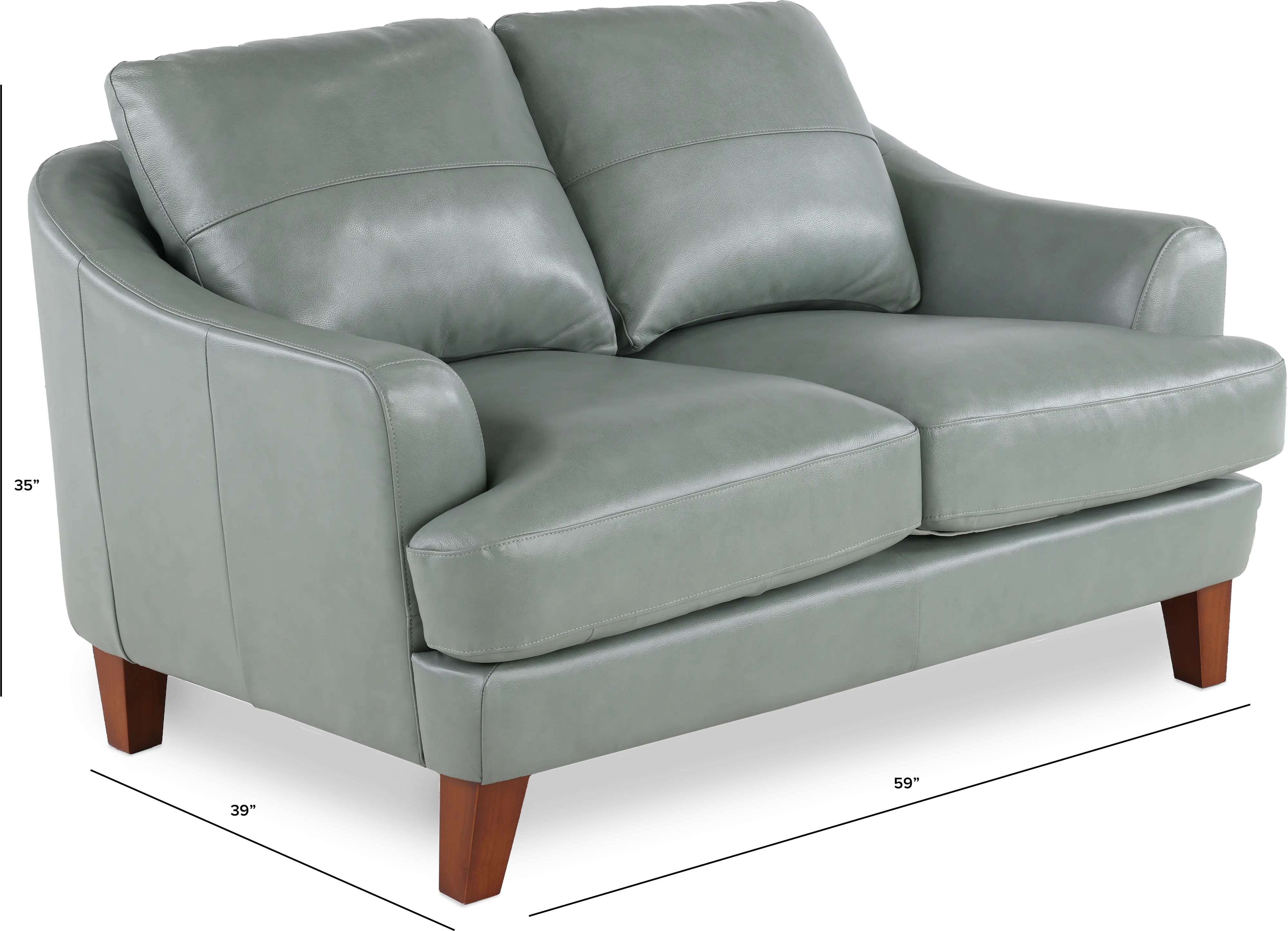 Palmer Ice Blue Leather Loveseat