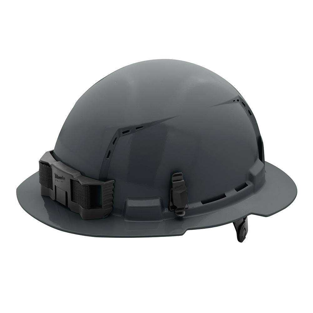 MW BOLT Gray Type 1 Class C Full Brim Vented Hard Hat with 6 Point Ratcheting Suspension 48-73-1235