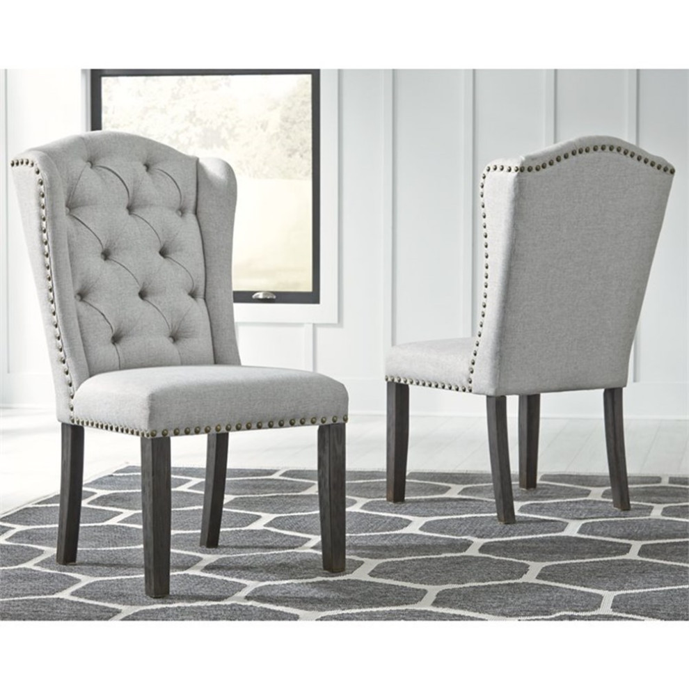 Signature Design by Ashley Jeanette Upholstered Dining Chair in Linen   Transitional   Dining Chairs   by Homesquare  Houzz