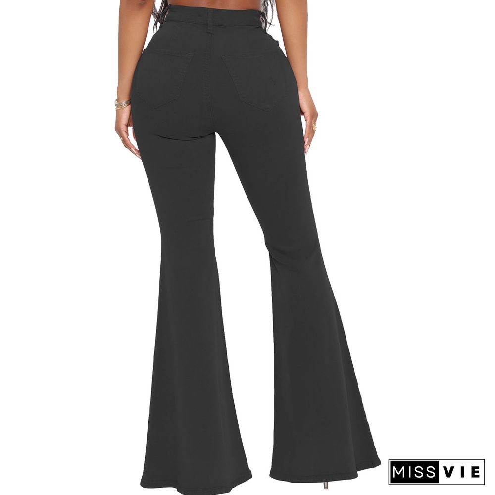 High Waist Stretch Plus Size Flare Jeans Pants