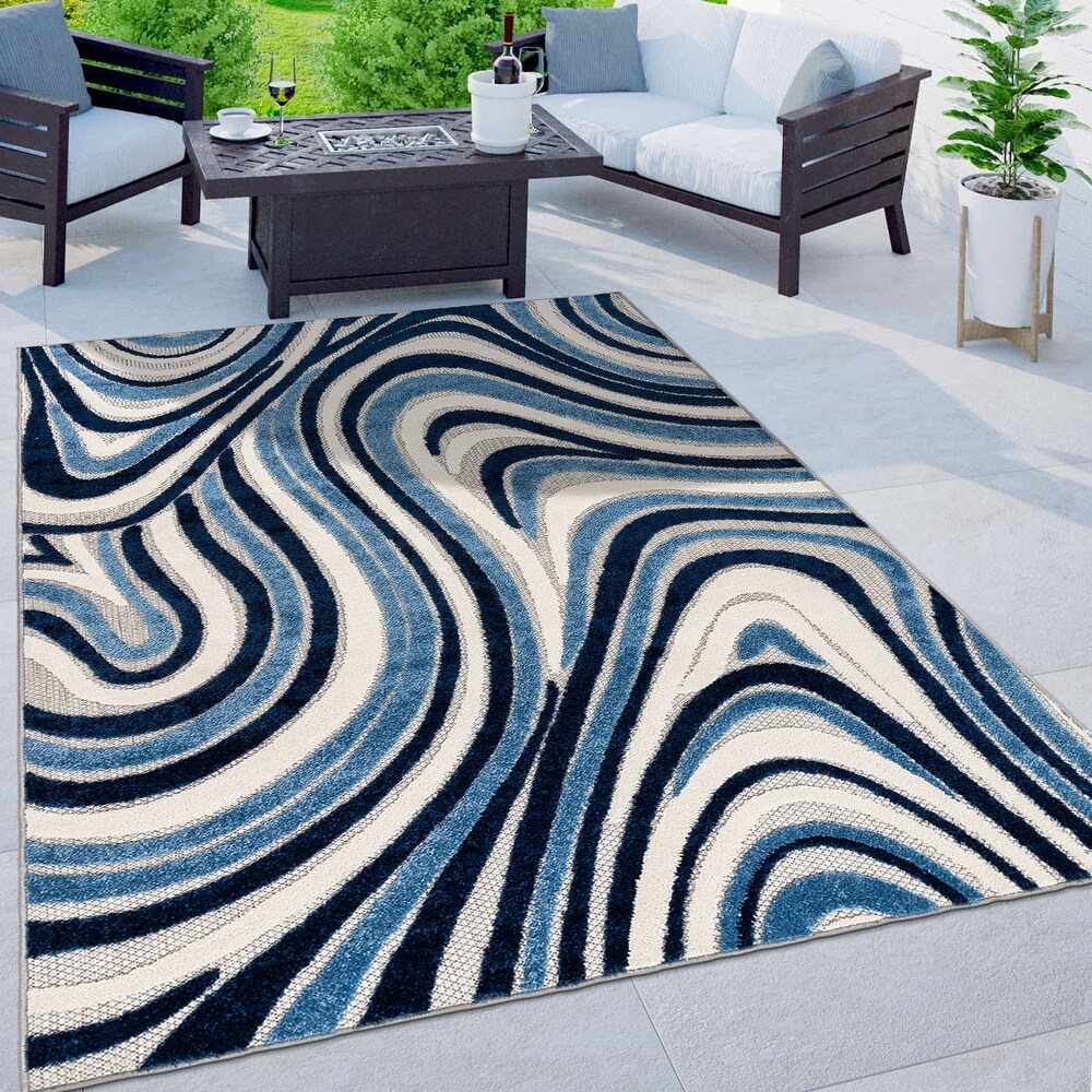 World Rug Gallery Modern Waves Indoor/Outdoor Area Rug