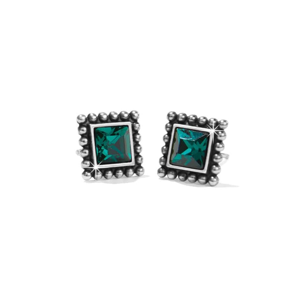 Brighton Sparkle Square Mini Post Earrings in Silver Green