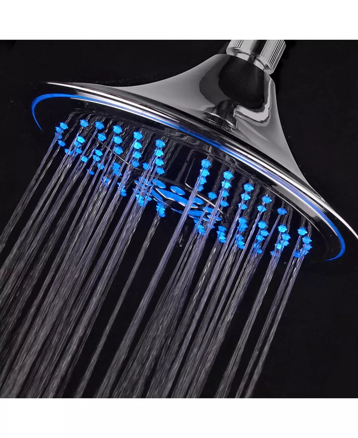 HotelSpa Hotel Spa 8 Inch 5-Setting Rainfall LED Shower Head with Color-Changing Temperature Sensor