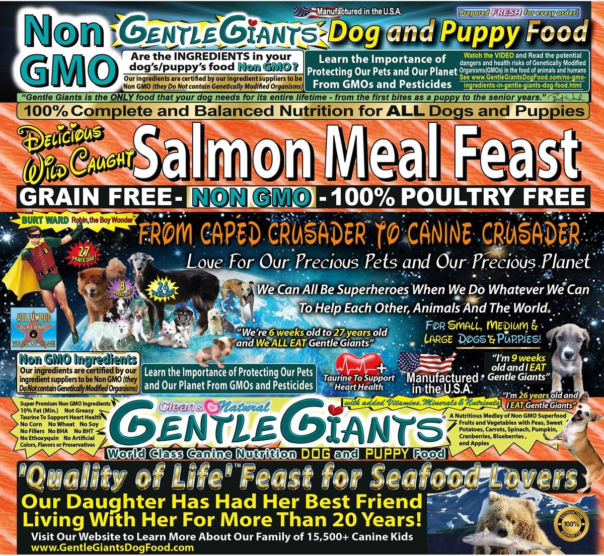 Gentle Giants Non-GMO Dog and Puppy Food Grain-Free Salmon Dry Dog Food， 18-lb bag