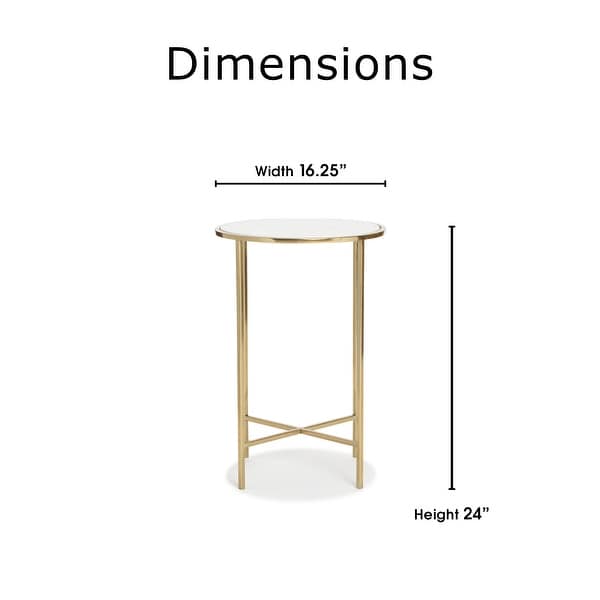 Adore Decor Elliott Marble Side Table， White/Gold