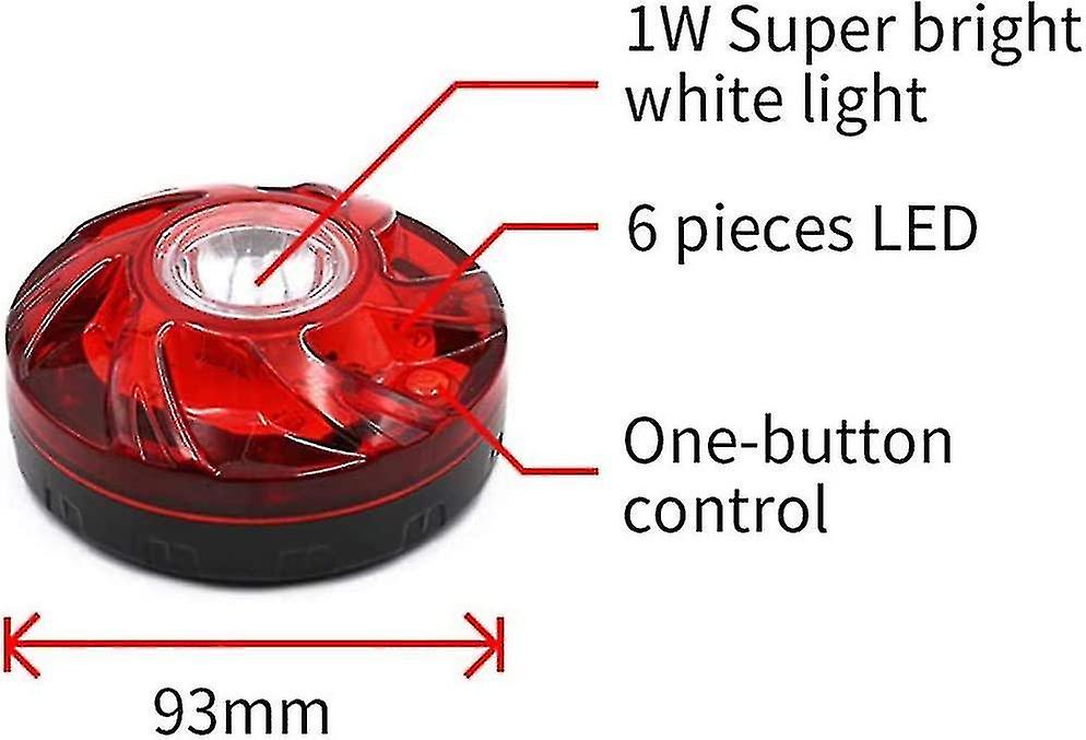 Car Led Emergency Strobe Light Road Lighting With Magnetic Base And Hook， Red