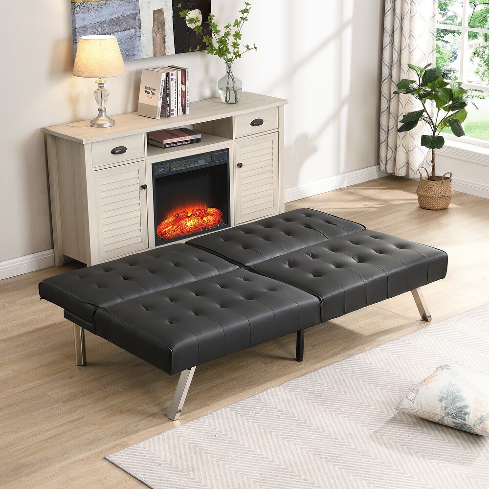 68 inch Multi Functional Sofa Bed  Tufted Fabric Upholstered Sleeper Lounge Couch Leisure Futon Sofa with Adjustable Backrest