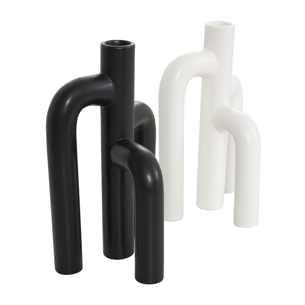 Black Ceramic 3 Arch Abstract Vase (Set of 2)