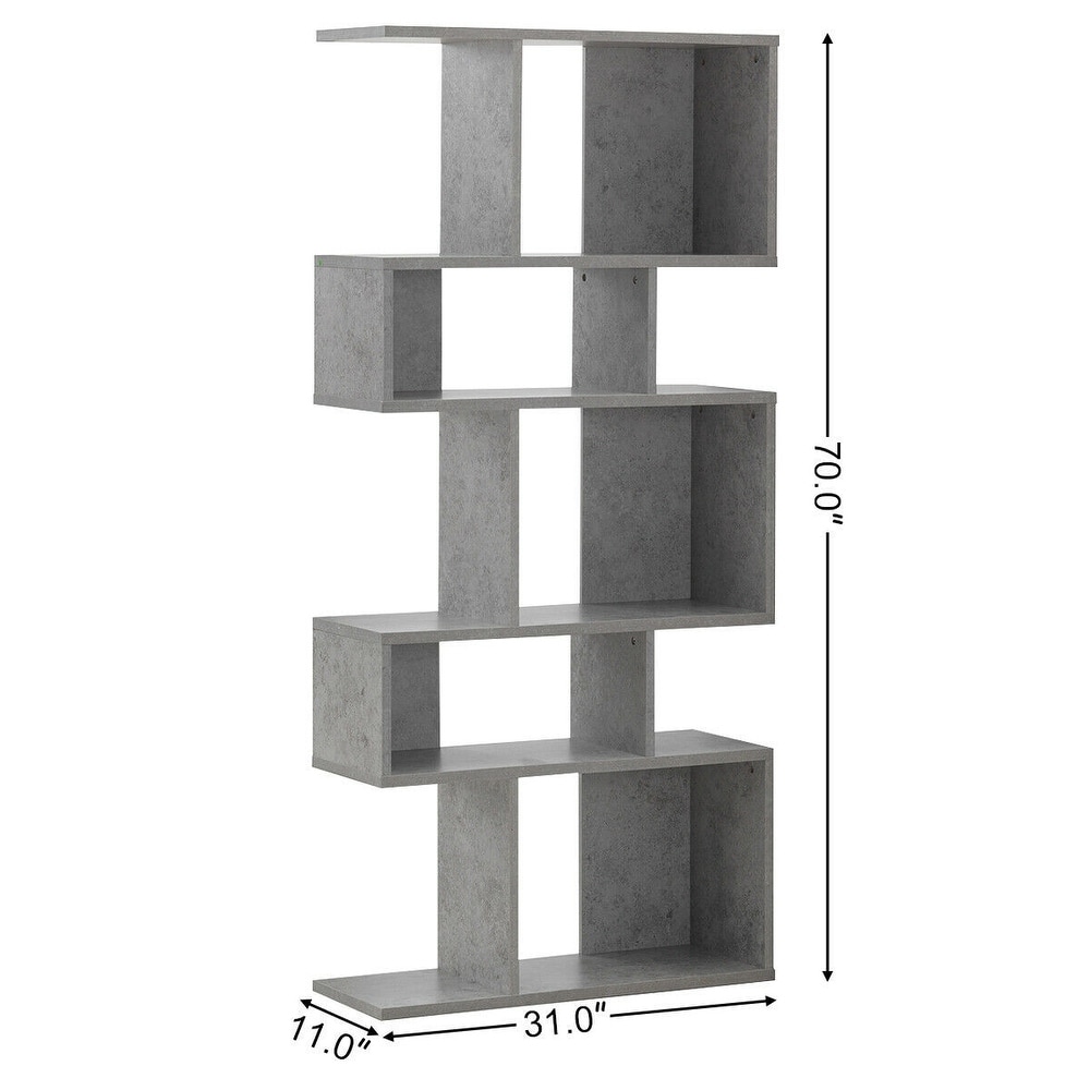 Stylish 5 Tier Geometric Wood Bookshelf   31\