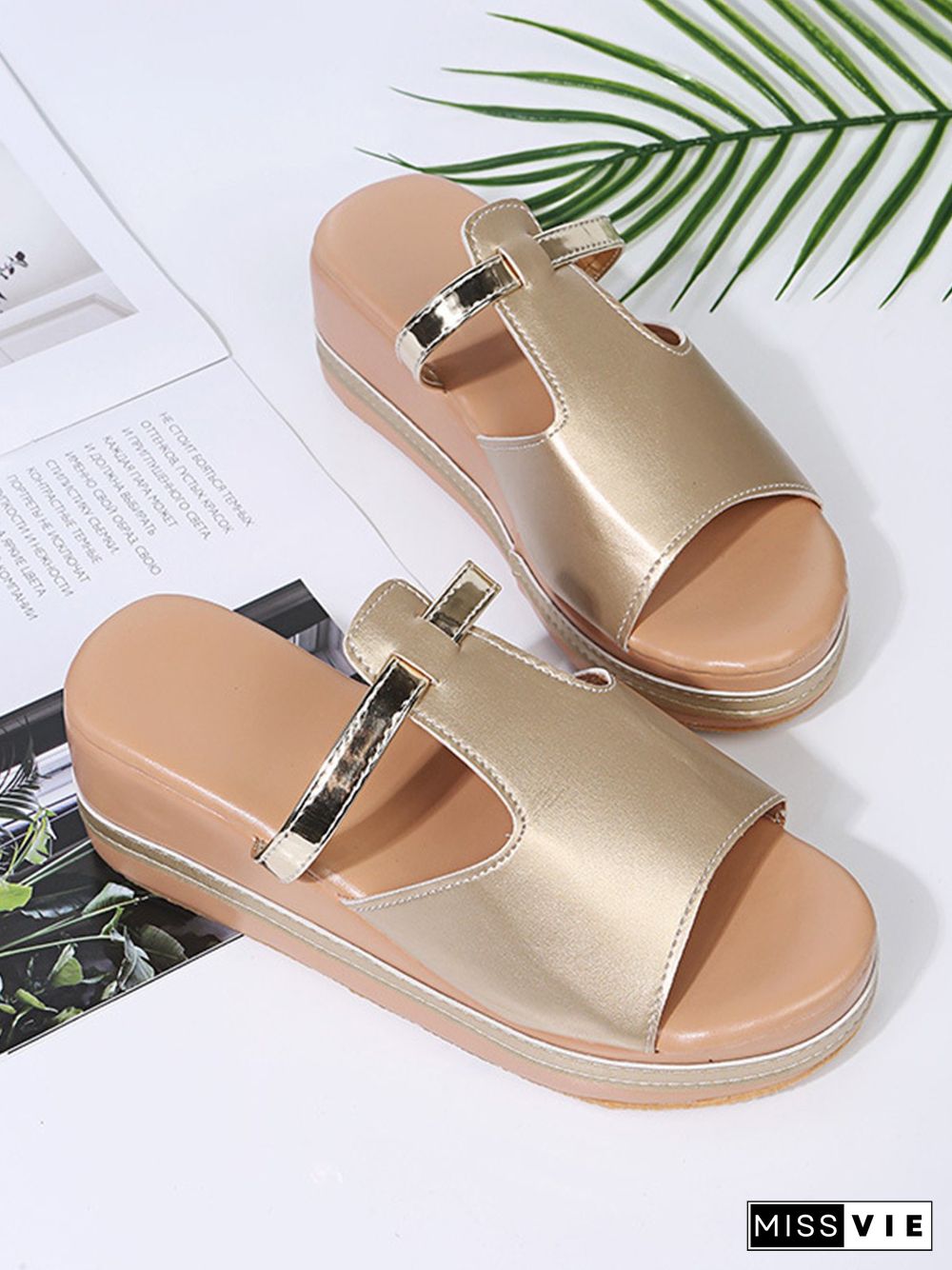 Comfortable Soft Sole Platform Fish Mouth Wedge Slipper Sandals