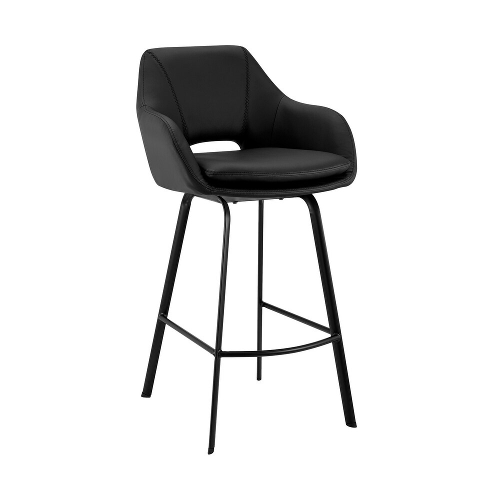 Aura Faux Leather and Metal Bar Stool