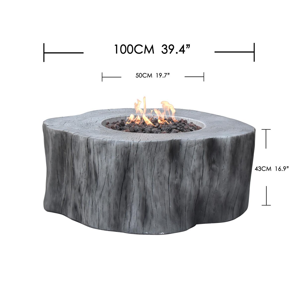 Lakeview Cabinwood 39-Inch Round Propane Fire Pit Table