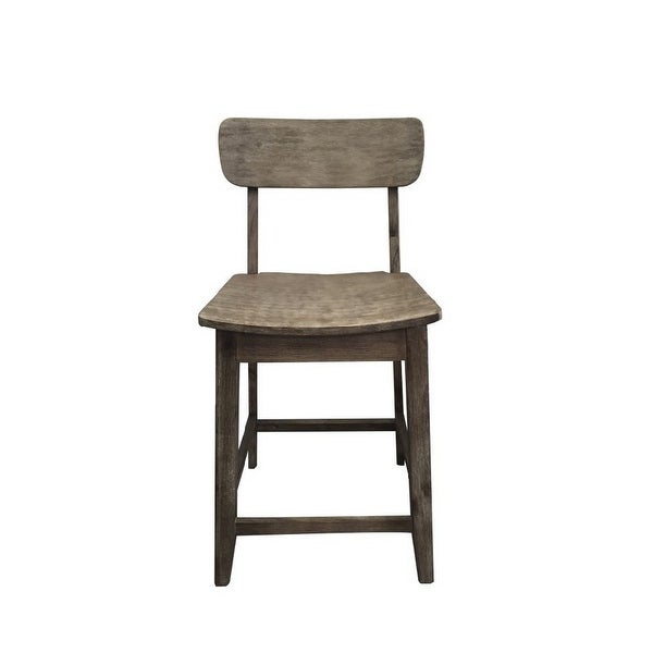 Curved Seat Wooden Frame Counter Stool with Cut Out Backrest， Gray