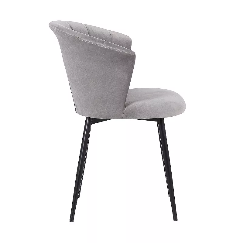 20 Inch Contemporary Velvet Dining Chair with Metal Legs， Gray