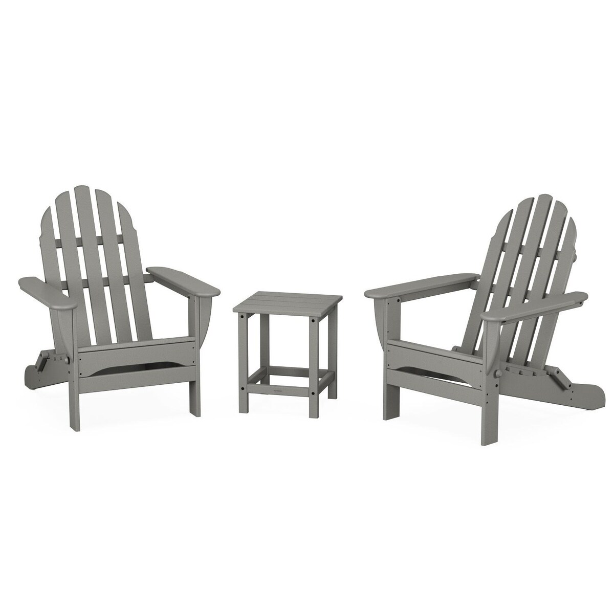 POLYWOOD Classic Folding Adirondack 3-Piece Set W/ Long Island 18-Inch Side Table