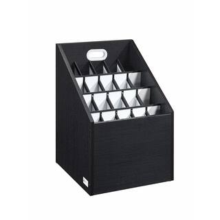 AdirOffice 20 Slot Wooden Upright Roll File Storage Black 628-WBLK