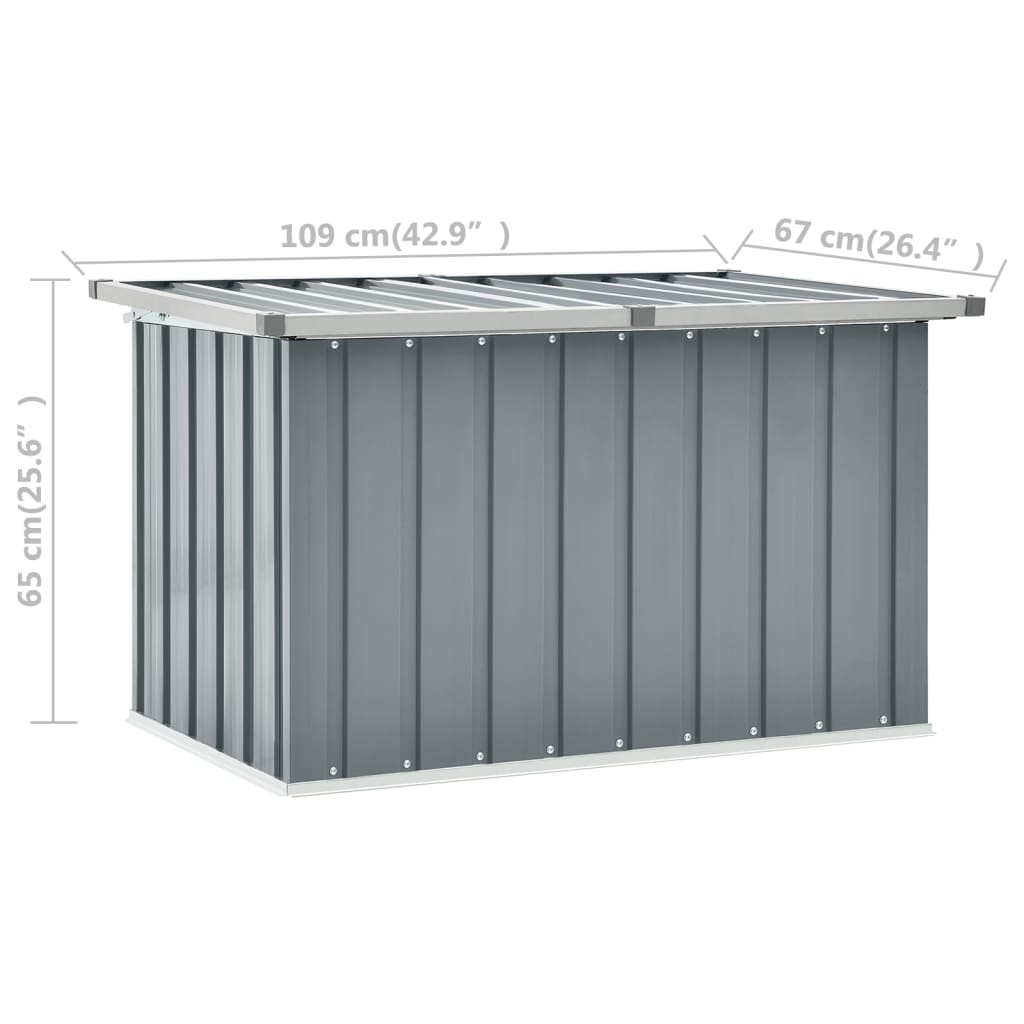 Garden Storage Box with Hinged lid Inlife Outdoor Deck Box, Plastic, Galvanized Steel Gray 42.9"x26.4"x25.6"