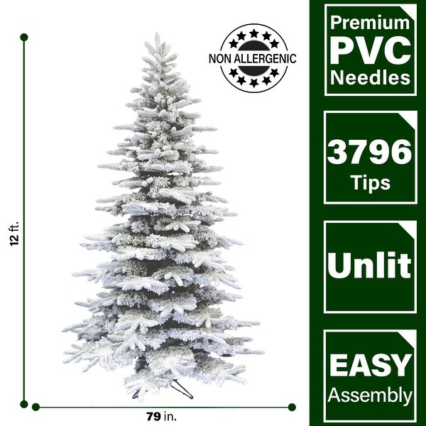 Fraser Hill Farm 12Ft. Flocked Pine Valley Christmas Tree