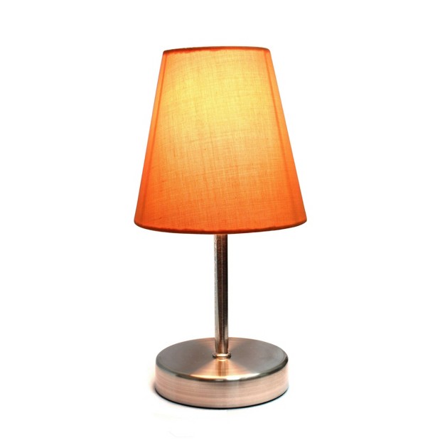 Petite Metal Stick Bedside Table Desk Lamp In Sand Nickel With Fabric Shade Creekwood Home