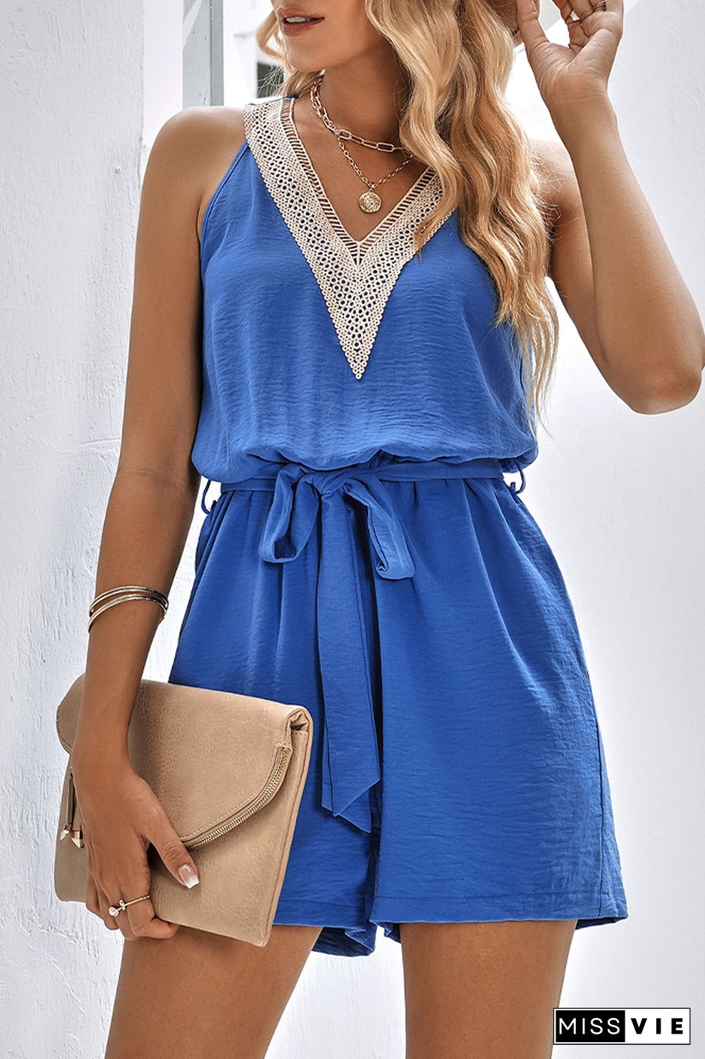 Plain Sleeveless One Piece Jumpsuit