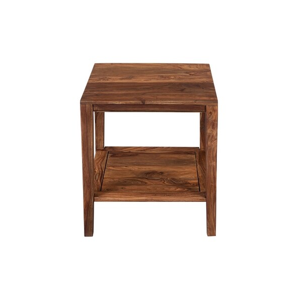 Porter Designs Fall River Solid Sheesham Wood End Table， Natural