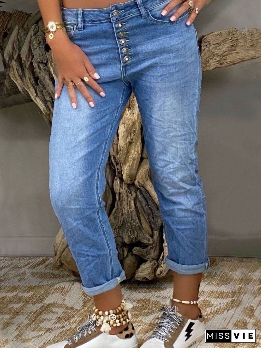 Denim Solid Washed Jeans