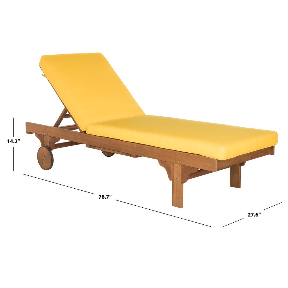 SAFAVIEH Outdoor Living Newport Brown/Yellow Cart Wheel Adjustable Chaise Lounge Chair   27.6\