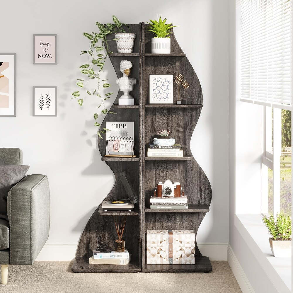 Corner Shelf Bookcase Bookshelf with Unique Shape for Living Room  Home Office