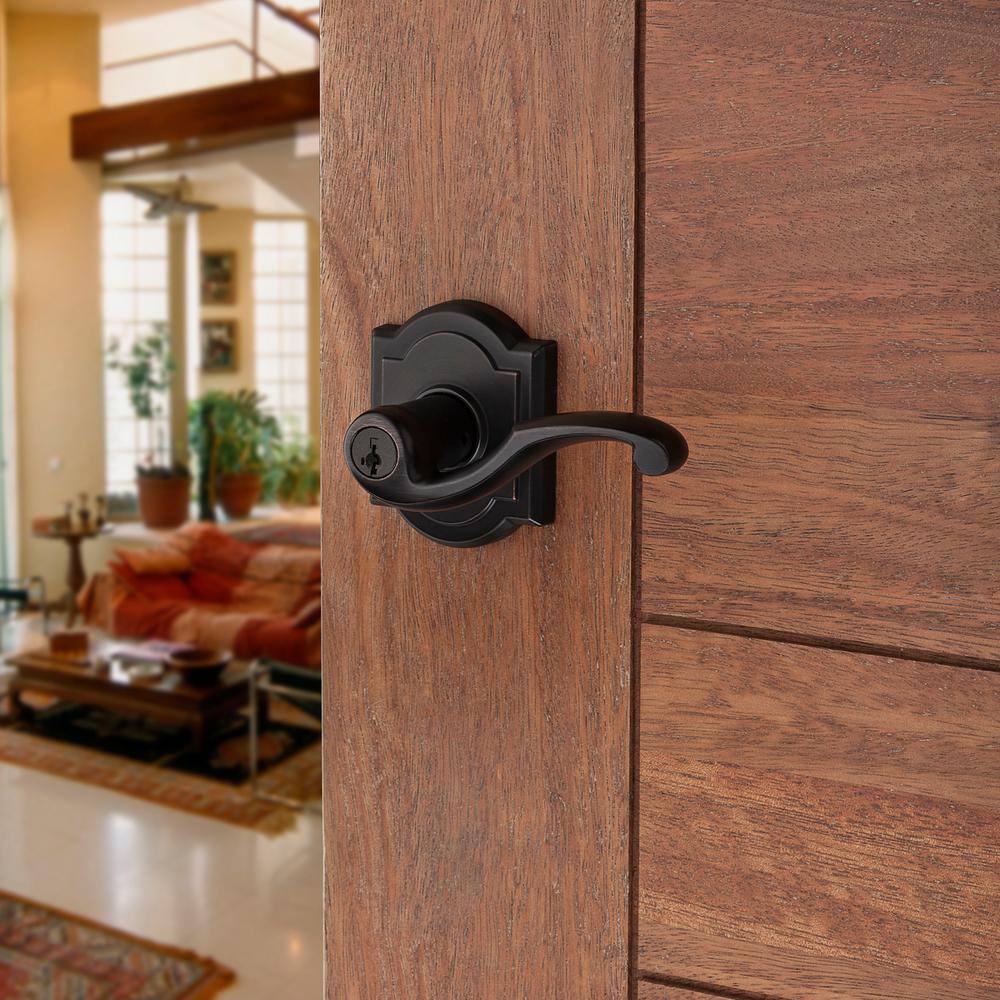 Baldwin Prestige Madrina Venetian Bronze Entry Door Handle Featuring SmartKey Security 354MDL ARB 11P SMT CP