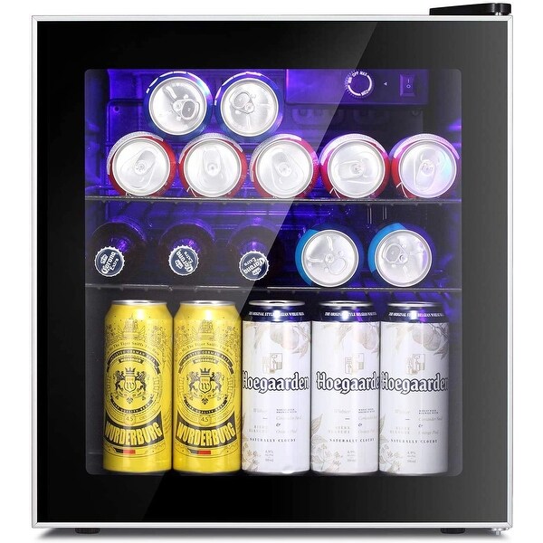 18 Bottle 70 Can Wine Cooler/Cabinet Beverage Refrigerator Small Mini Fridge Clear Front Glass Door - 1.6 CU FT