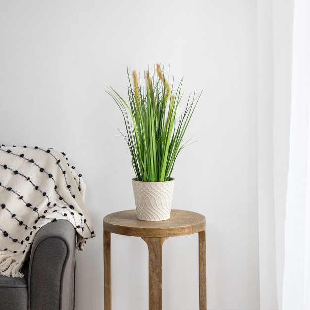 Artificial Onion Grass Plant In Black Pot