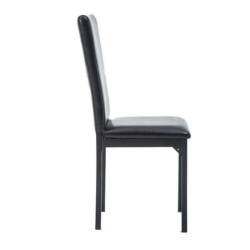 Leatherette Elongated Back Dining Chair， Set of 4， Black