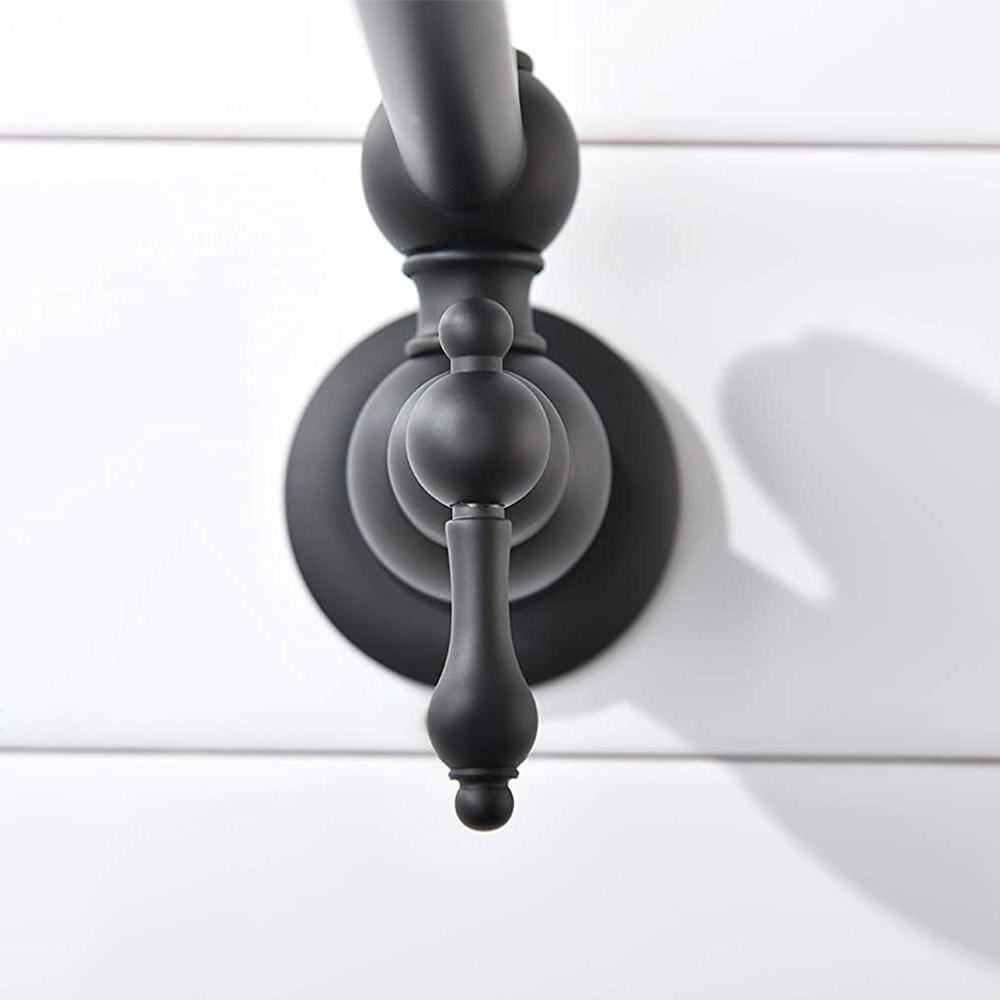 YASINU Commercial Wall Mount Kitchen Pot Filler Faucet with Single Handle in Matte Black YNBB365MB