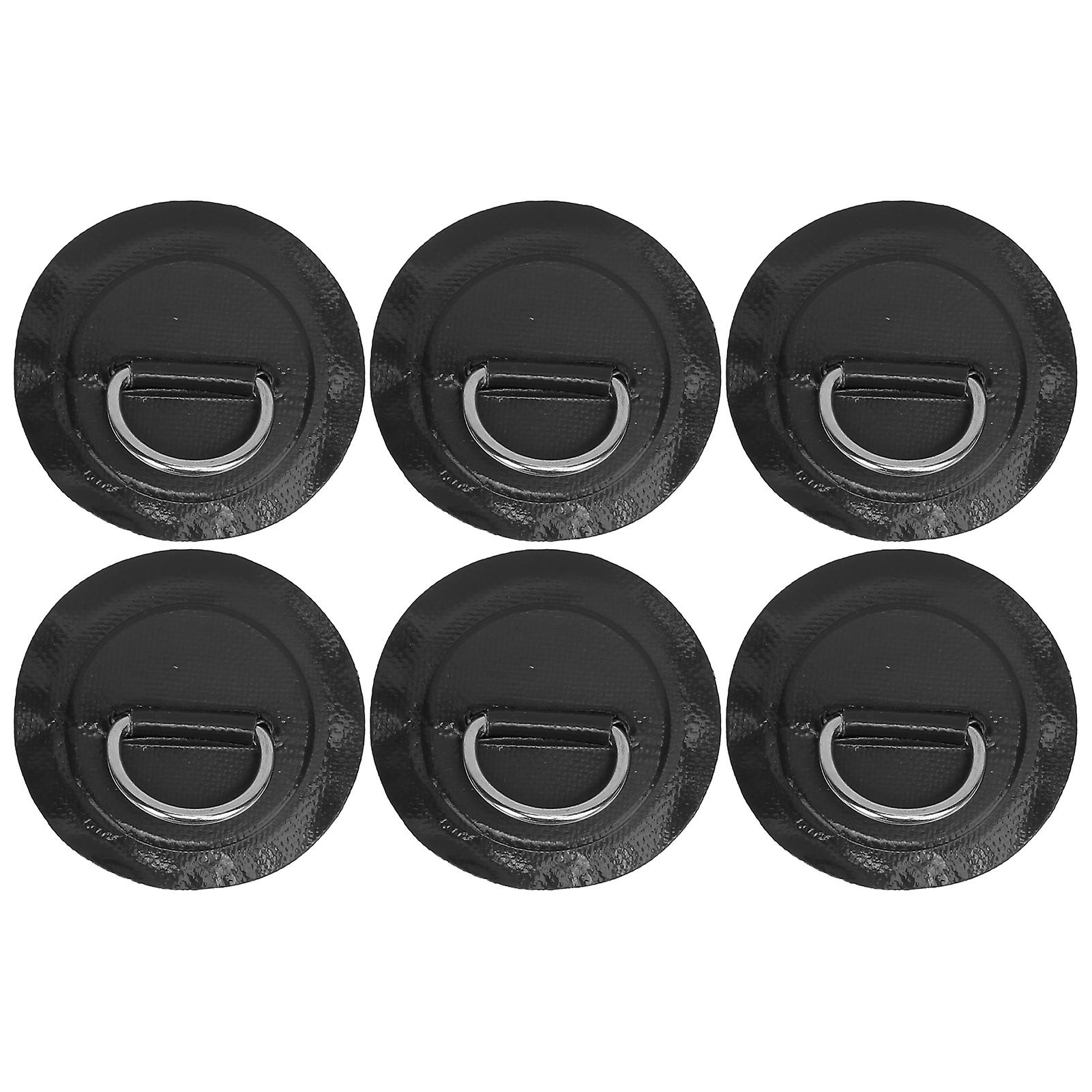 6 Pcs Inflatable Boat Dring Pad Patch Pvc Durable Marine Stainless Steel Fixed Buckleblack