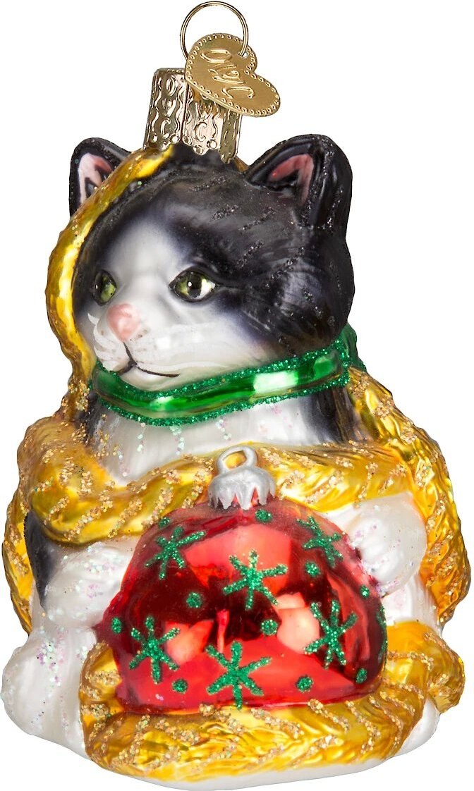 Old World Christmas Holiday Kitten Glass Tree Ornament