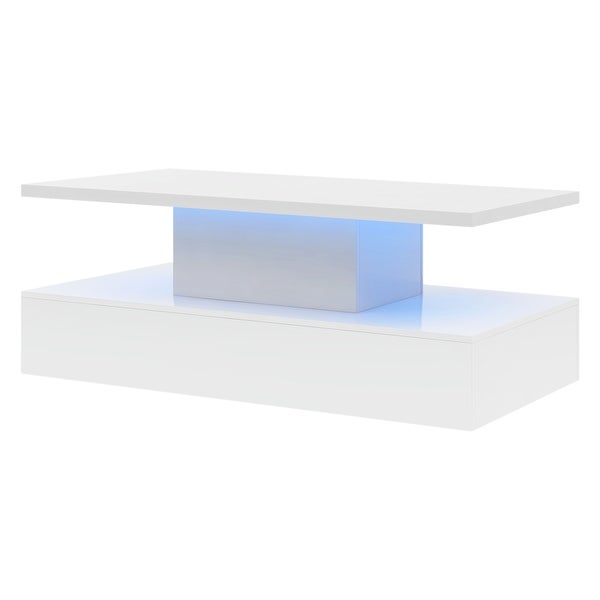 Modern Industrial Design Coffee Table with LED Lighting