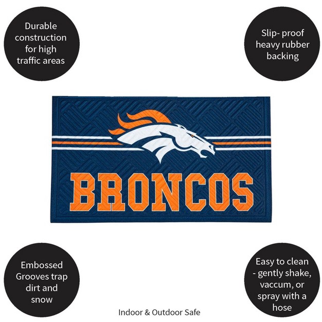 Evergreen Nfl Denver Broncos Embossed Mat Cross Hatch Indoor And Outdoor Doormat