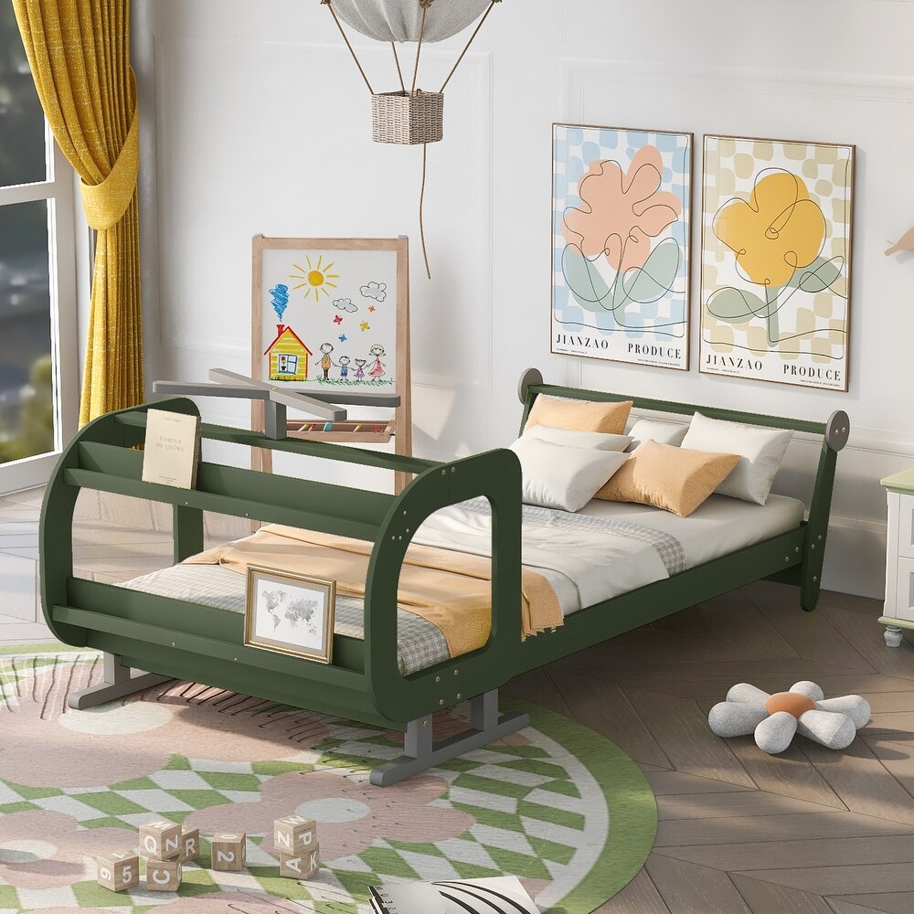 Unique Plane Style Platform Twin Bed with Rotatable Propeller