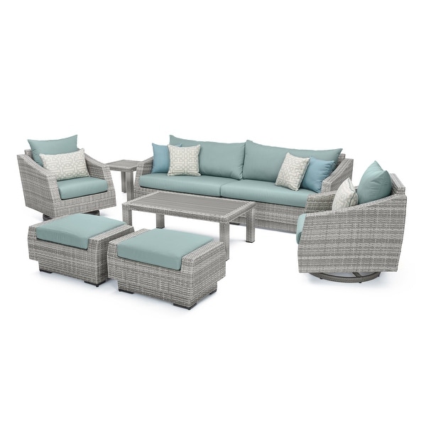 Cannes Deluxe 8 Piece Sunbrella Outdoor Patio Sofa and Club Chair Set