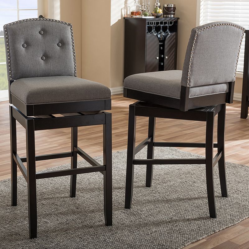 Baxton Studio Ginaro Swivel Bar Stool 2-piece Set